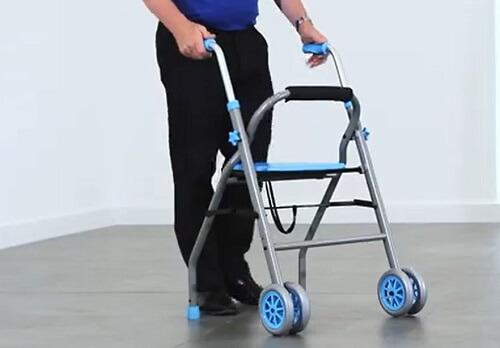 Andador para ancianos 2 ruedas plegable con asiento, respaldo y cesta
